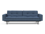 Dublexo Styletto Black Wood sovesofa med armlæn i 302 Weda Blue, set forfra