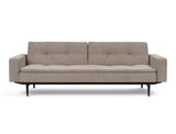 Dublexo Styletto Black Wood sovesofa med armlæn i 318 Cordufine Beige, set forfra