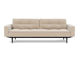 Dublexo Styletto Black Wood sovesofa med armlæn i 410 Esina Almond, set forfra