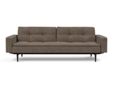 Dublexo Styletto Black Wood sovesofa med armlæn i 411 Esina Cedar Brown, set forfra