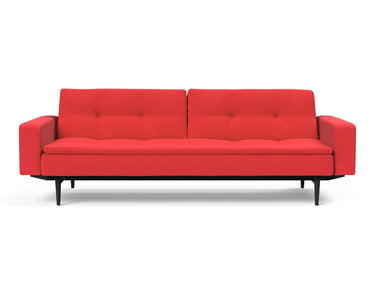 Dublexo Styletto Black Wood sovesofa med armlæn i 511 Elegance Red, set forfra