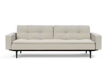 Dublexo Styletto Black Wood sovesofa med armlæn i 527 Mixed Dance Natural, set forfra