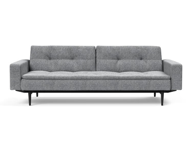 Dublexo Styletto Black Wood sovesofa med armlæn i 565 Twist Granite, set forfra