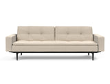 Dublexo Styletto Black Wood sovesofa med armlæn i 586 Phobos Latte, set forfra