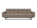 Dublexo Styletto Black Wood sovesofa med armlæn i 850 Mahoga Caramel, set forfra
