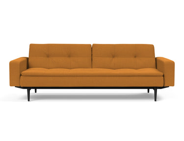 Dublexo Styletto Black Wood sovesofa med armlæn i 893 Mozart Masala, set forfra