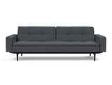 Dublexo Styletto Black Wood sovesofa med armlæn i 894 Mozart Grey Bronze, set forfra