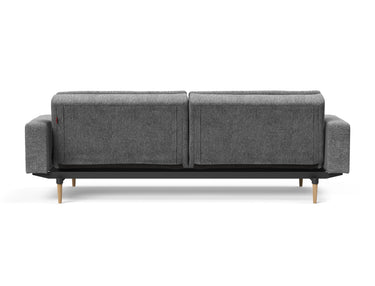 Dublexo Styletto Light Wood sovesofa med armlæn i 563 Twist Charcoal, set bagfra