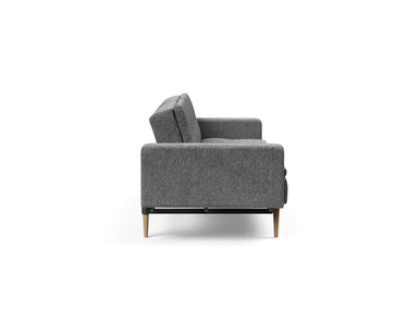 Dublexo Styletto Light Wood sovesofa med armlæn i 563 Twist Charcoal, set fra siden