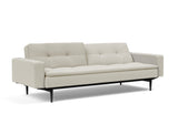 Dublexo Styletto Black Wood sovesofa med armlæn i 527 Mixed Dance Natural, med den ene ryghalvdel lænet tilbage