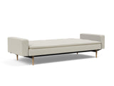 Dublexo Styletto Light Wood sovesofa med armlæn i 527 Mixed Dance Natural, slået ud til seng