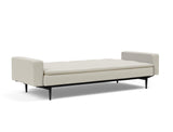 Dublexo Styletto Black Wood sovesofa med armlæn i 527 Mixed Dance Natural, slået ud til seng