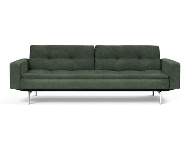 Dublexo Chrome sovesofa med armlæn i 281 Avella Pine Green, set forfra