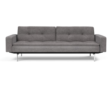 Dublexo Chrome sovesofa med armlæn i 282 Avella Warm Grey, set forfra