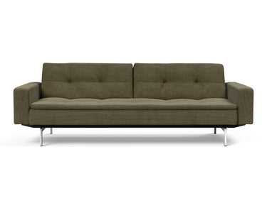 Dublexo Chrome sovesofa med armlæn i 316 Cordufine Pine Green, set forfra