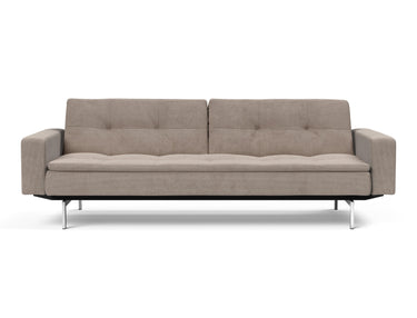 Dublexo Chrome sovesofa med armlæn i 318 Cordufine Beige, set forfra