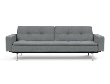 Dublexo Chrome sovesofa med armlæn i 320 Corocco Shadow Grey, set forfra