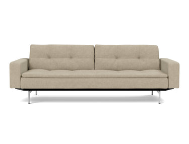 Dublexo Chrome sovesofa med armlæn i 356 Taura Sand, set forfra