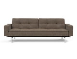 Dublexo Chrome sovesofa med armlæn i 411 Esina Cedar Brown, set forfra