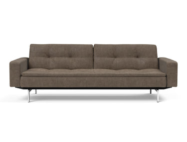 Dublexo Chrome sovesofa med armlæn i 411 Esina Cedar Brown, set forfra
