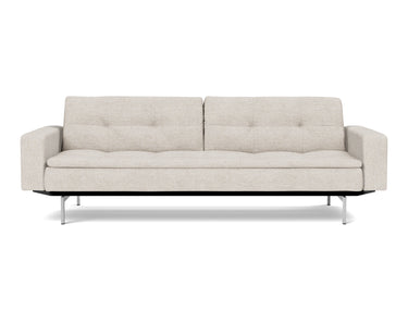 Dublexo Chrome sovesofa med armlæn i 470 Yuveno Natural, set forfra