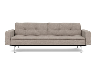 Dublexo Chrome sovesofa med armlæn i 472 Yuveno Warm Grey, set forfra