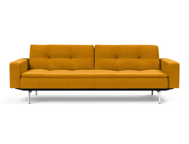 Dublexo Chrome sovesofa med armlæn i 507 Elegance Burned Curry, set forfra