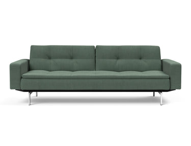Dublexo Chrome sovesofa med armlæn i 518 Elegance Green, set forfra