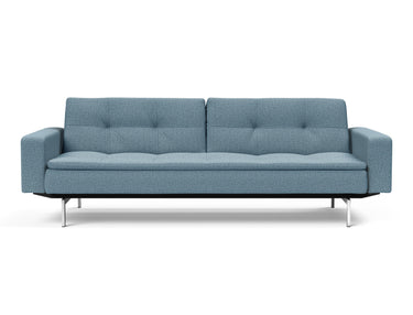 Dublexo Chrome sovesofa med armlæn i 525 Mixed Dance Light Blue, set forfra