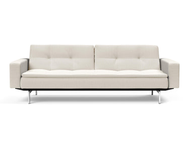 Dublexo Chrome sovesofa med armlæn i 531 Bouclé Off White, set forfra