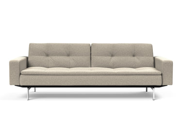Dublexo Chrome sovesofa med armlæn i 539 Bouclé Beige, set forfra