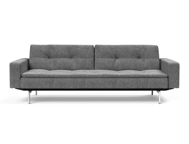 Dublexo Chrome sovesofa med armlæn i 563 Twist Charcoal, set forfra