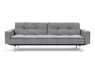 Dublexo Chrome sovesofa med armlæn i 565 Twist Granite, set forfra