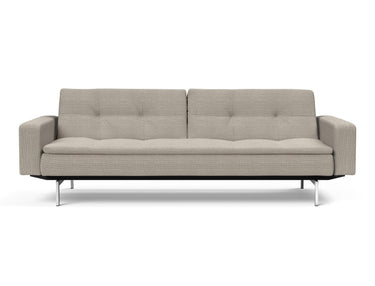 Dublexo Chrome sovesofa med armlæn i 579 Kenya Gravel, set forfra