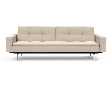 Dublexo Chrome sovesofa med armlæn i 586 Phobos Latte, set forfra