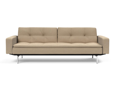 Dublexo Chrome sovesofa med armlæn i 587 Phobos Mocha, set forfra