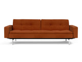 Dublexo Chrome sovesofa med armlæn i 595 Corduroy Burnt Orange, set forfra