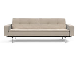 Dublexo Chrome sovesofa med armlæn i 612 Blida Sand Grey, set forfra