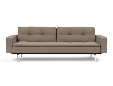 Dublexo Chrome sovesofa med armlæn i 850 Mahoga Caramel, set forfra