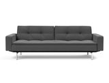 Dublexo Chrome sovesofa med armlæn i 852 Mahoga Seal Grey, set forfra