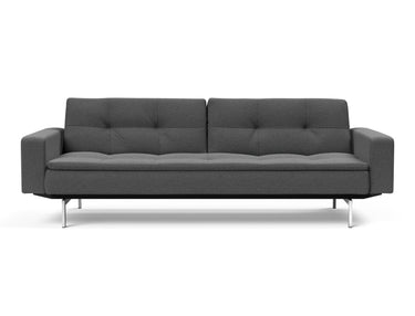 Dublexo Chrome sovesofa med armlæn i 852 Mahoga Seal Grey, set forfra