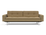 Dublexo Chrome sovesofa med armlæn i 860 Yogia Olive Brown, set forfra
