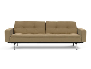 Dublexo Chrome sovesofa med armlæn i 860 Yogia Olive Brown, set forfra