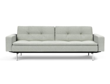 Dublexo Chrome sovesofa med armlæn i 888 Mozart Slate Brown, set forfra