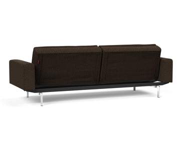 Dublexo Chrome sovesofa med armlæn i 358 Taura Chocco, set skråt bagfra
