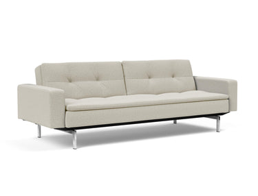 Dublexo Chrome sovesofa med armlæn i 527 Mixed Dance Natural, set skråt forfra