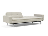 Dublexo Chrome sovesofa med armlæn i 527 Mixed Dance Natural, med den ene ryghalvdel lagt ned