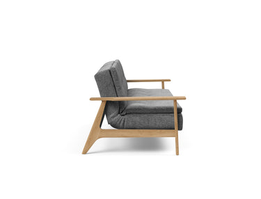 Dublexo Frej sovesofa i 563 Twist Charcoal, set fra siden