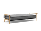 Dublexo Frej sovesofa i 563 Twist Charcoal, slået ud til seng