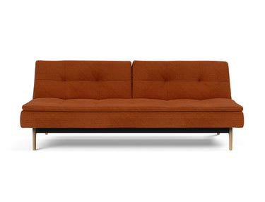 Dublexo Eik sovesofa i 595 Corduroy Burnt Orange, set forfra